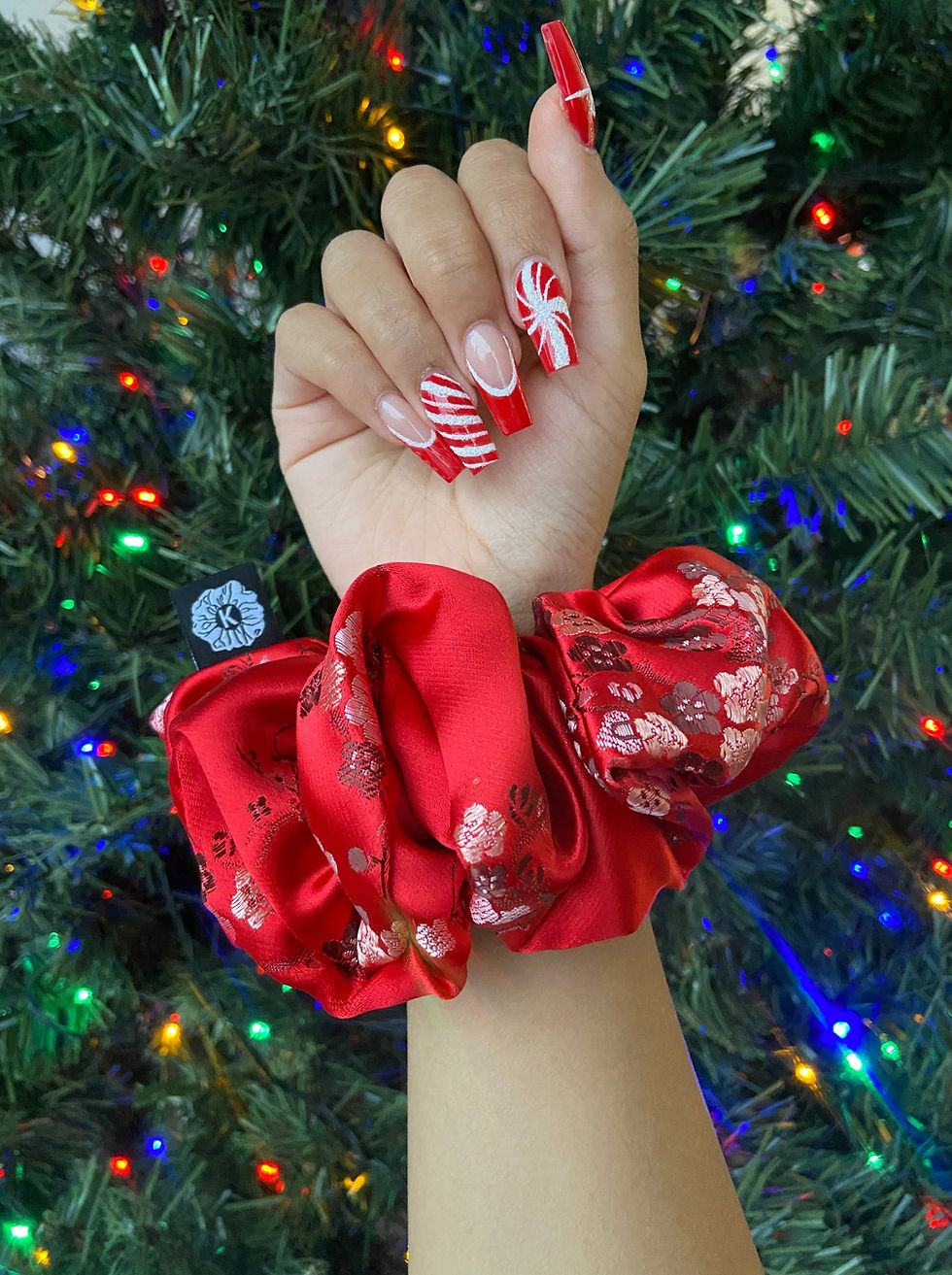 Thumbnail: Rani Floral Red Scrunchies