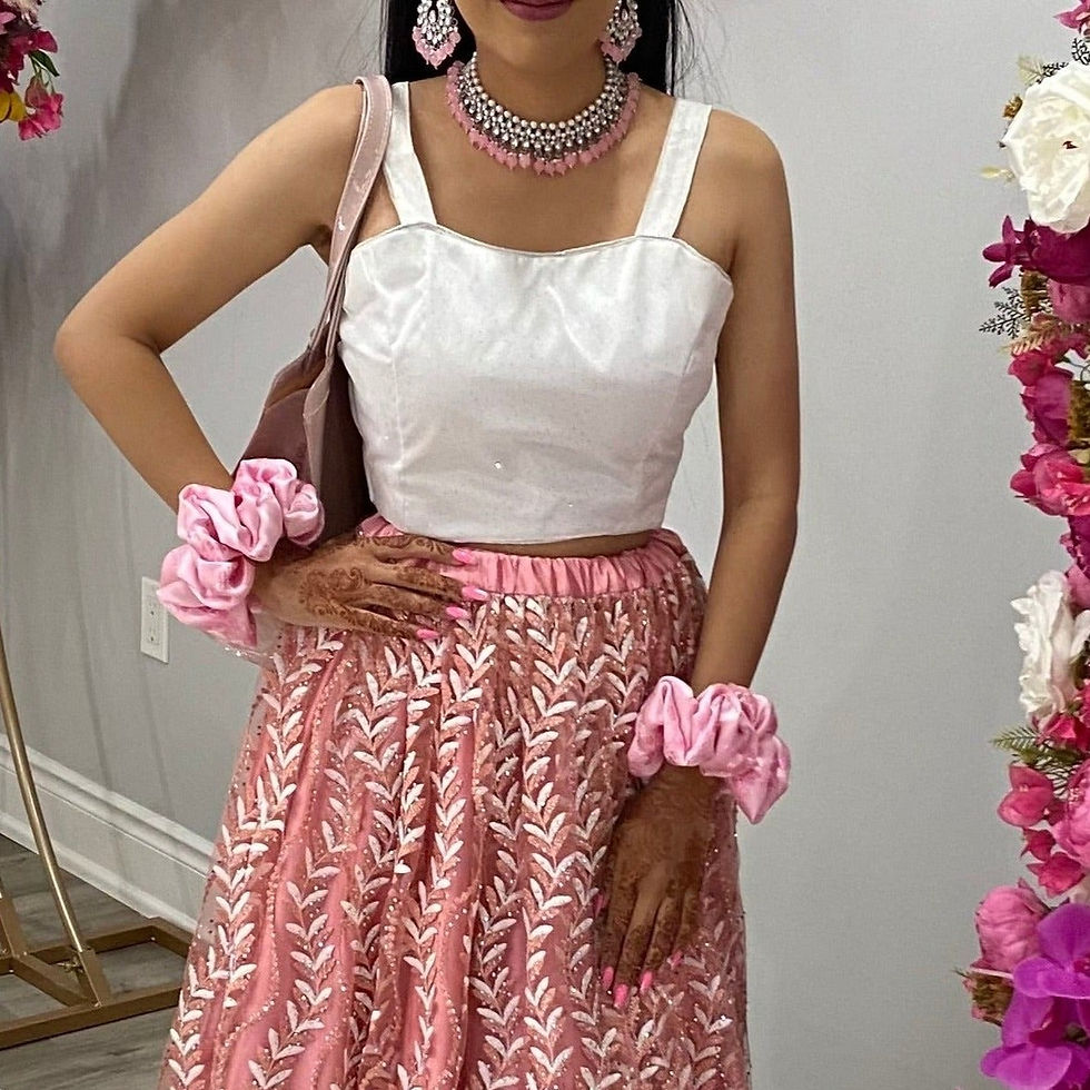 Thumbnail: Rani Floral Pink Scrunchies