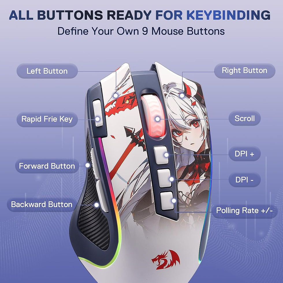 Thumbnail: Redragon M612AK PRO RGB Gaming Mouse 8000 DPI Wired/Wireless Optical Mouse 9 Pro