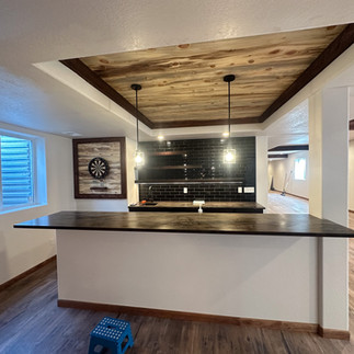 Bar designed with Blue Pine as a ceiling paneling