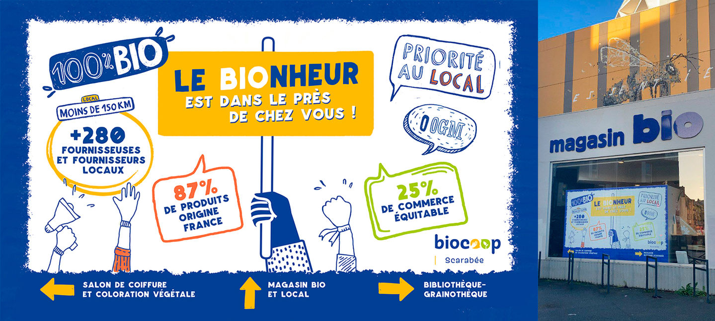 Biocoop, premier réseau de magasins bio en France à proposer des produits bio, locaux et de saison, issus du commerce équitable.
Communication. Graphisme. Édition.