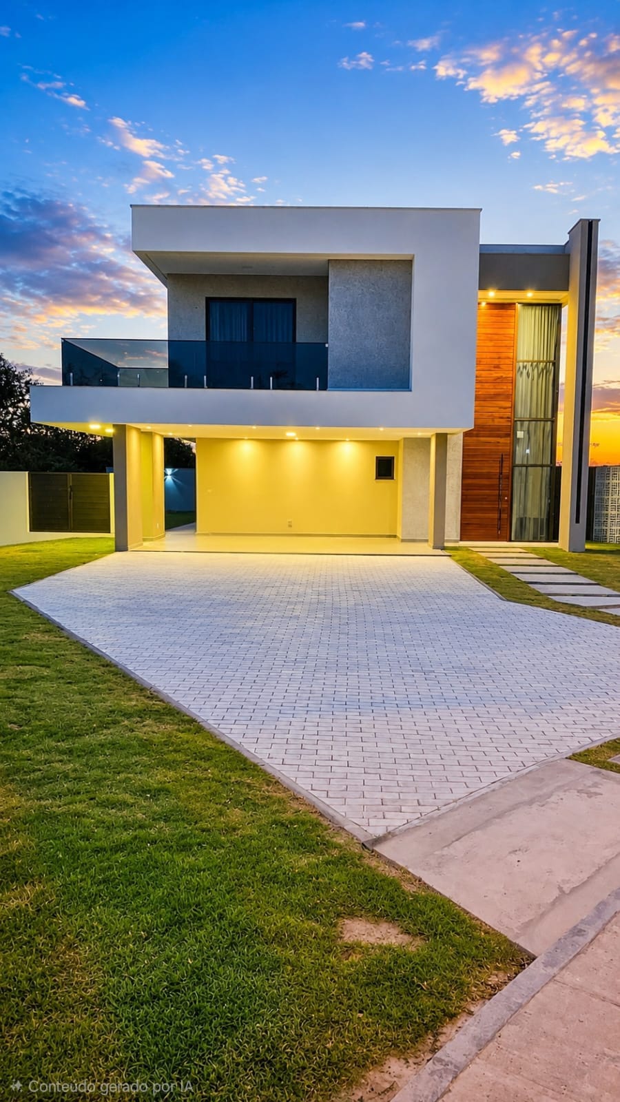 Fachada da casa em Alphaville Ceará ao entardecer