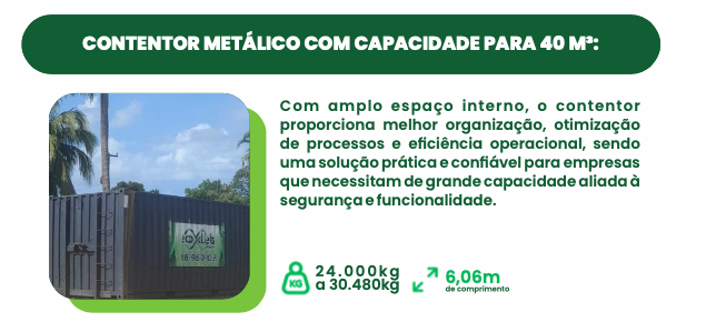 Contentor metálico com capacidade para 40 m³