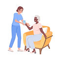 female-caregiver-giving-glass-to-senior-woman-semi-flat-color-characters-editable-figures-