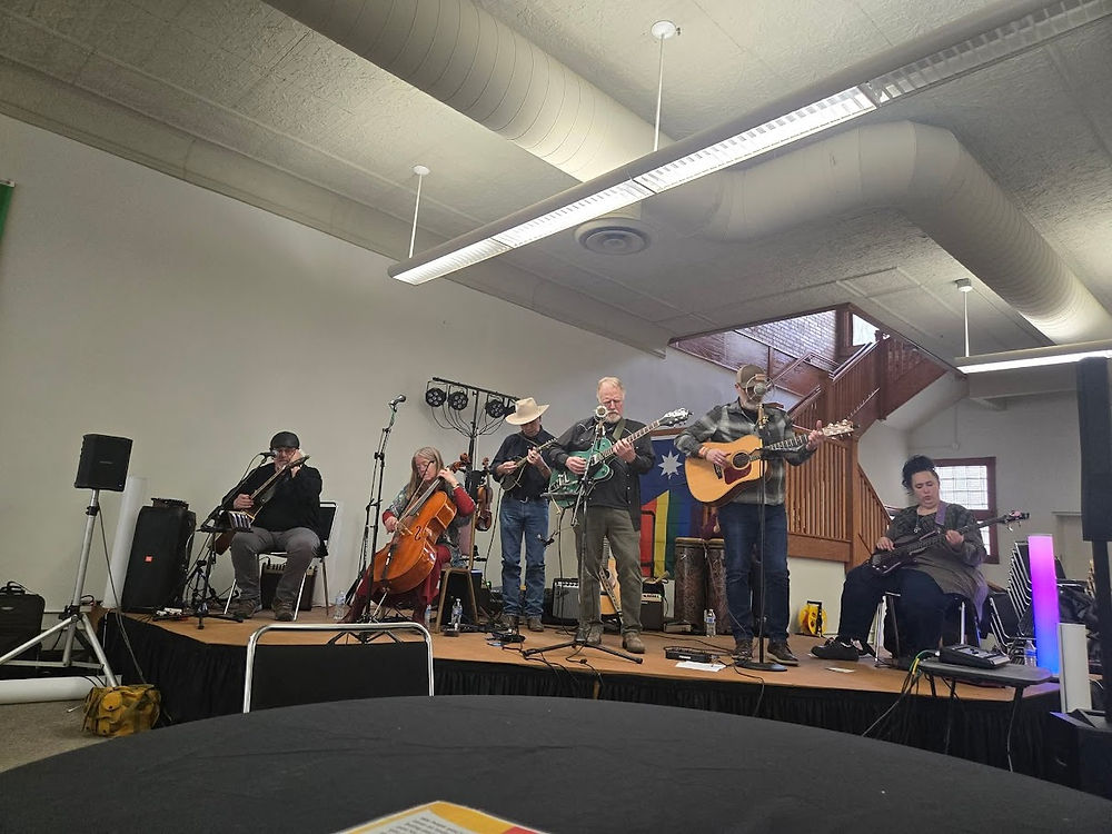 A full band on stage