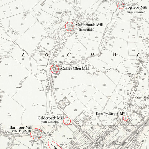 Maps which show the location of Burnfoot Mill in Lochwinnoch