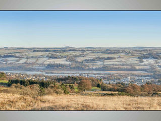 Panorama looking from the Linthills looking over Lochwinnoch in the winter.