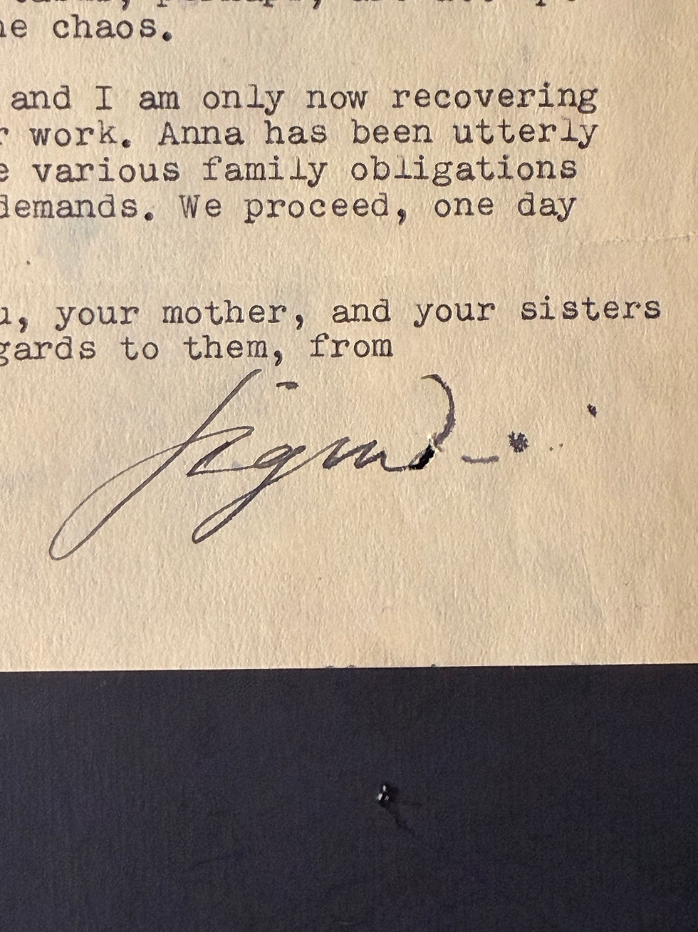 Thumbnail: Sigmund Freud 1925 Signed Typewritten Letter to Nephew Autograph Psych