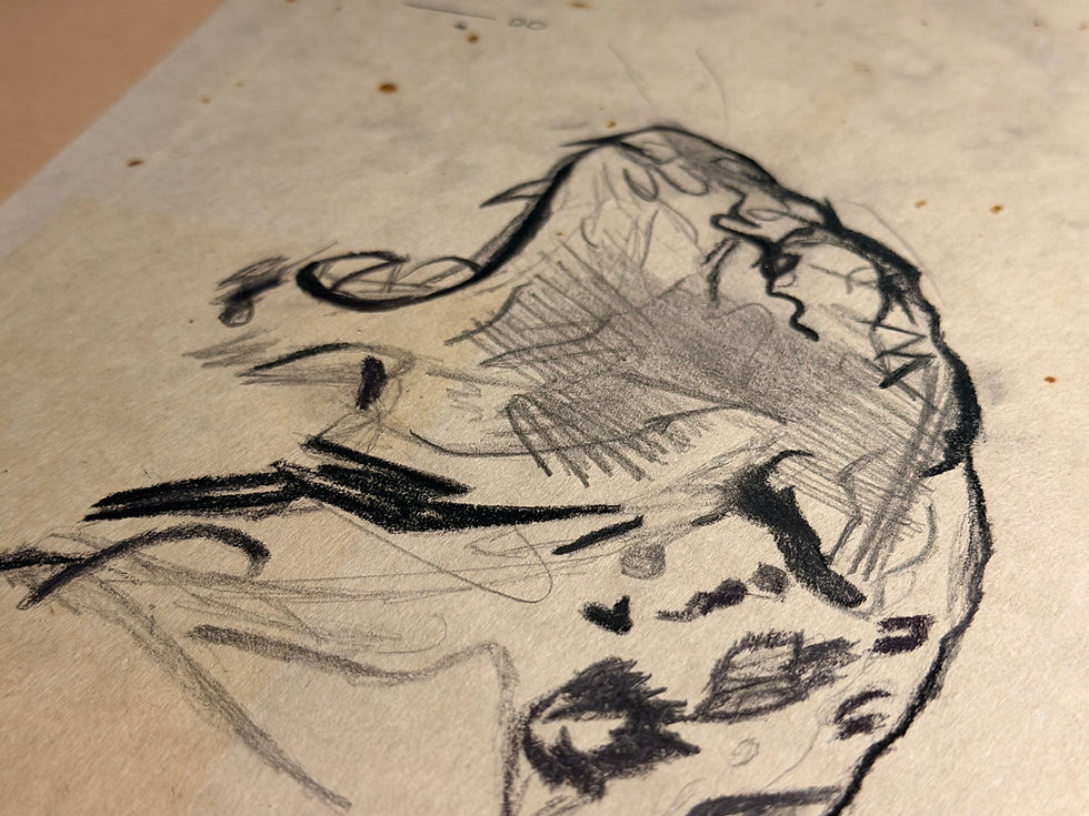 Thumbnail: Frank Frazetta Original Sketch Work 1950s Mythical Saber-Toothed Lion Signed “F”