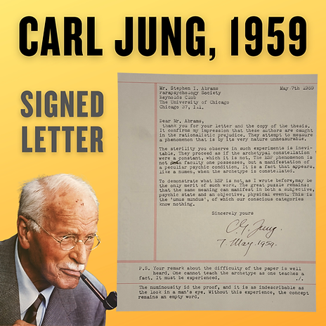 Carl Gustav Jung 1959 Typed Signed Letter Autograph on Synchronicity & ESP