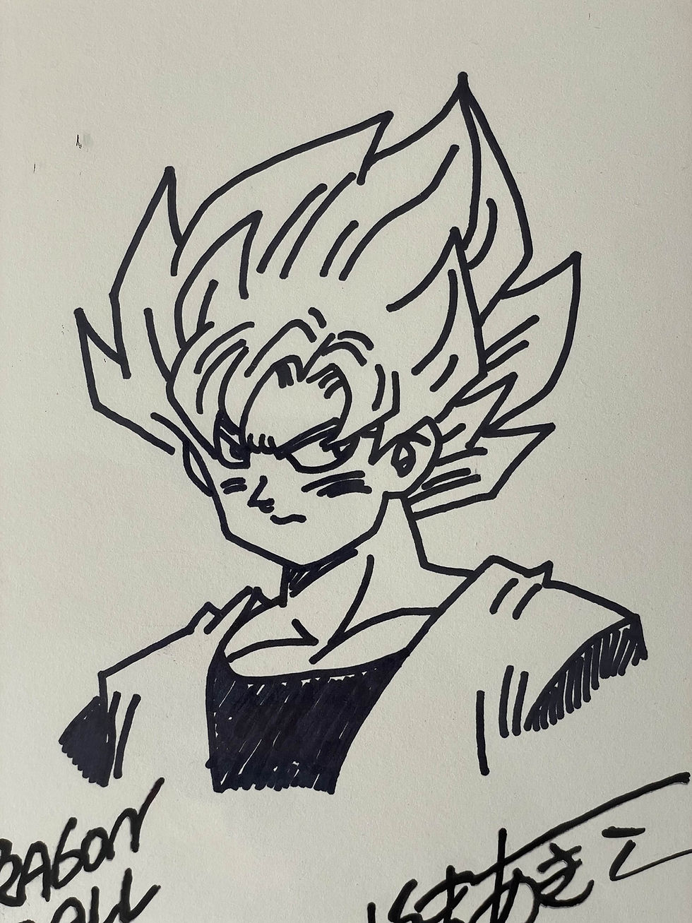 Thumbnail: Akira Toriyama Signed Drawing Dragon Ball Z Goku with Signature Stamp
