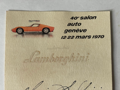Ferruccio Lamborghini 1970 Signed Geneva Motor Show Promotional