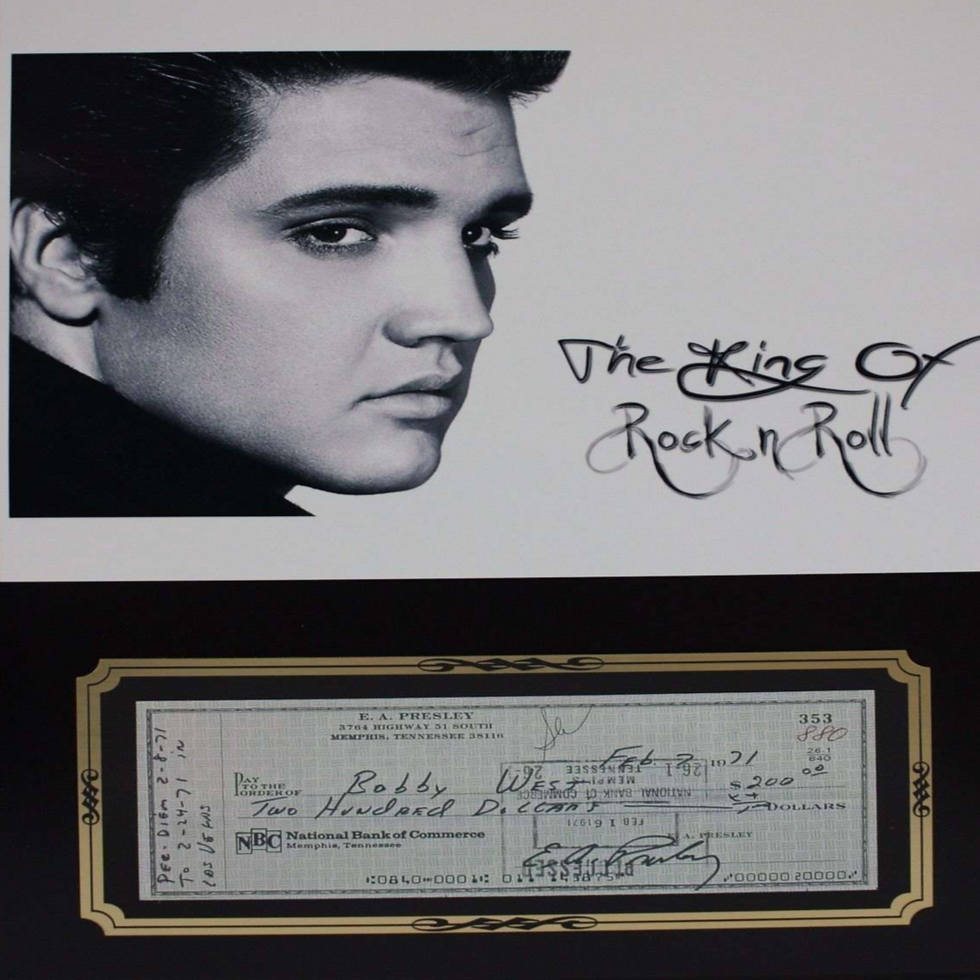 Elvis Signed Check Display