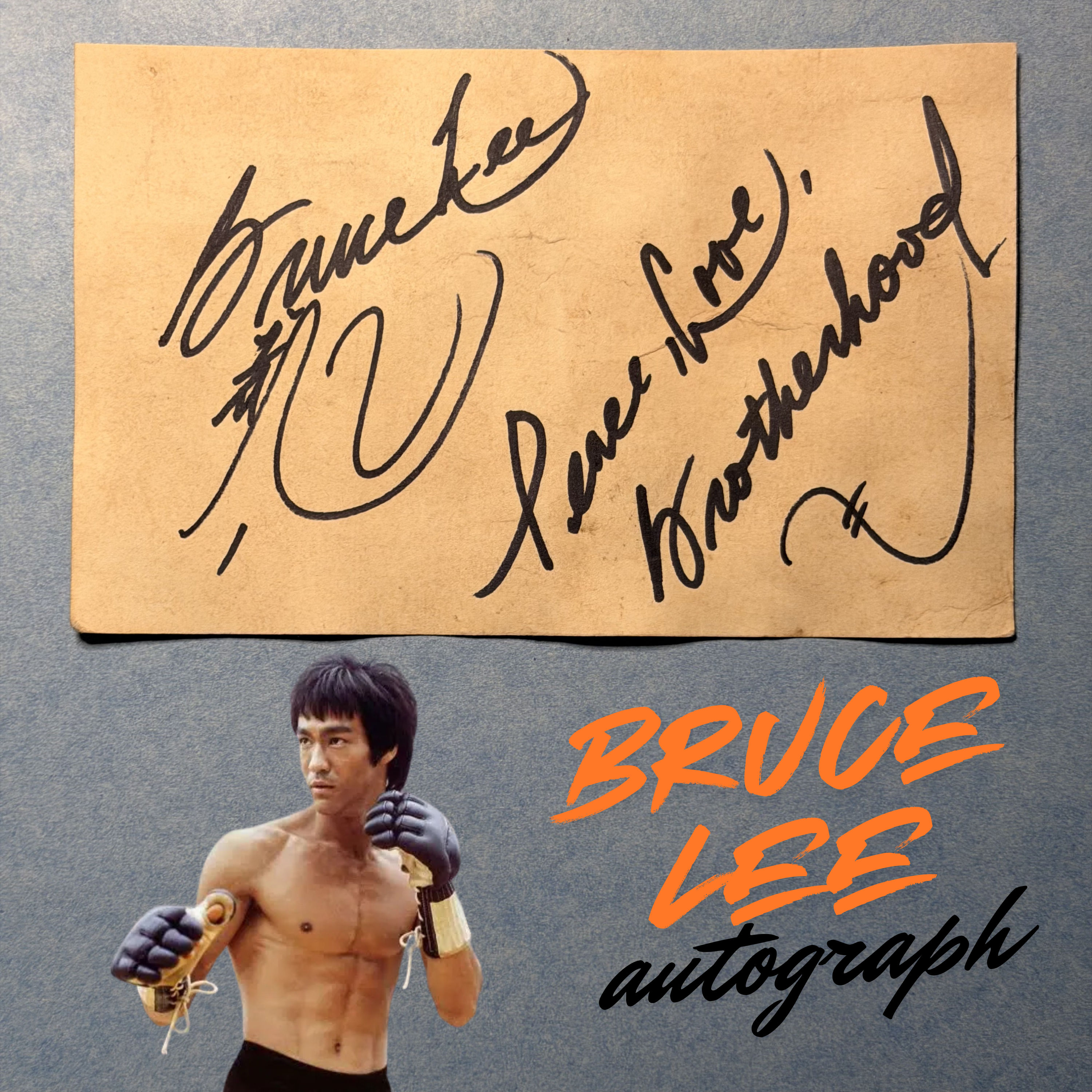 Bruce Lee Signed & Inscribed Cut-out 1970 Autograph Memorabilia Green Hornet