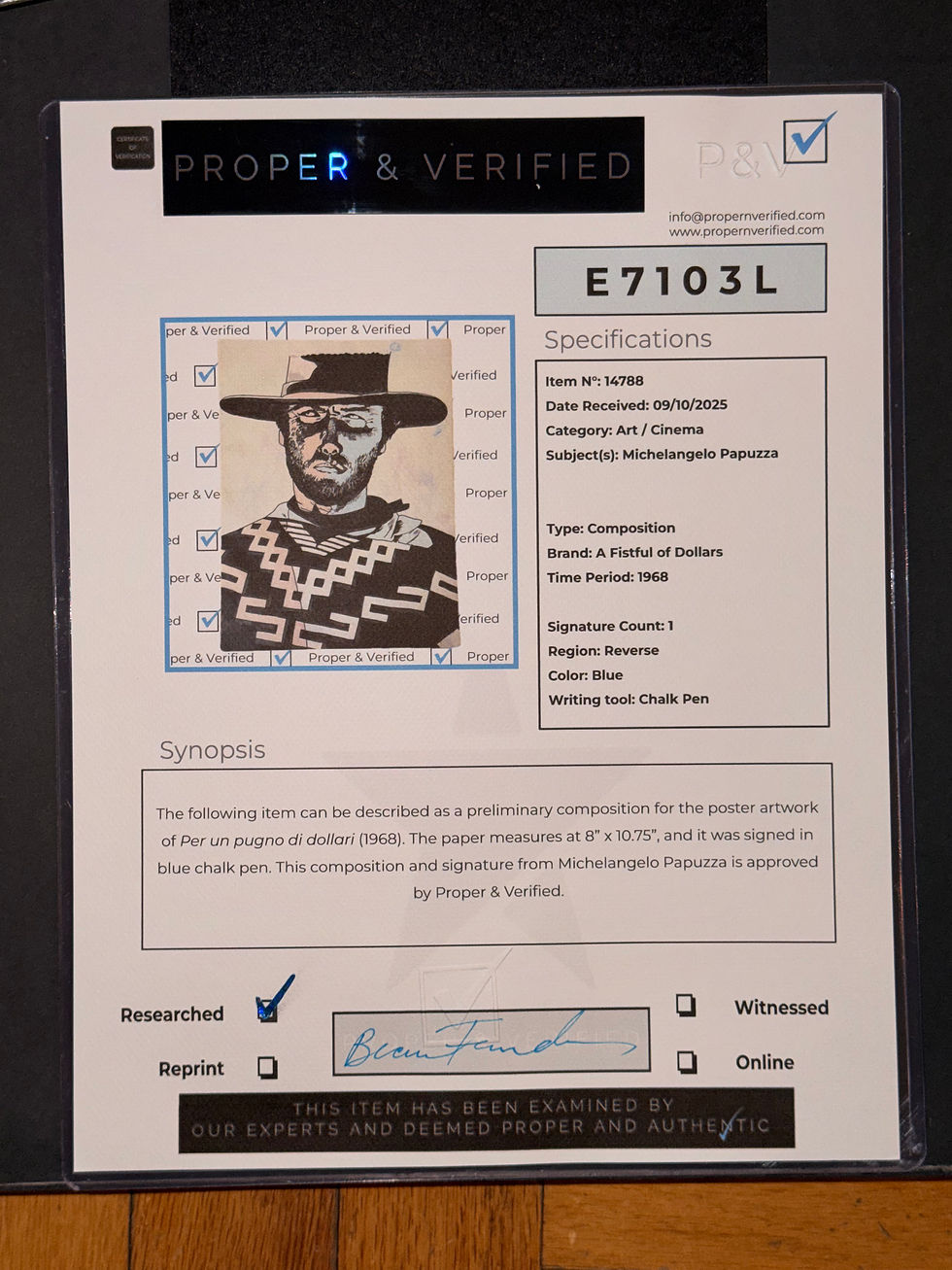 Thumbnail: A FISTFUL OF DOLLARS — Original 1968 Concept Art, Michelangelo Papuzza Signed