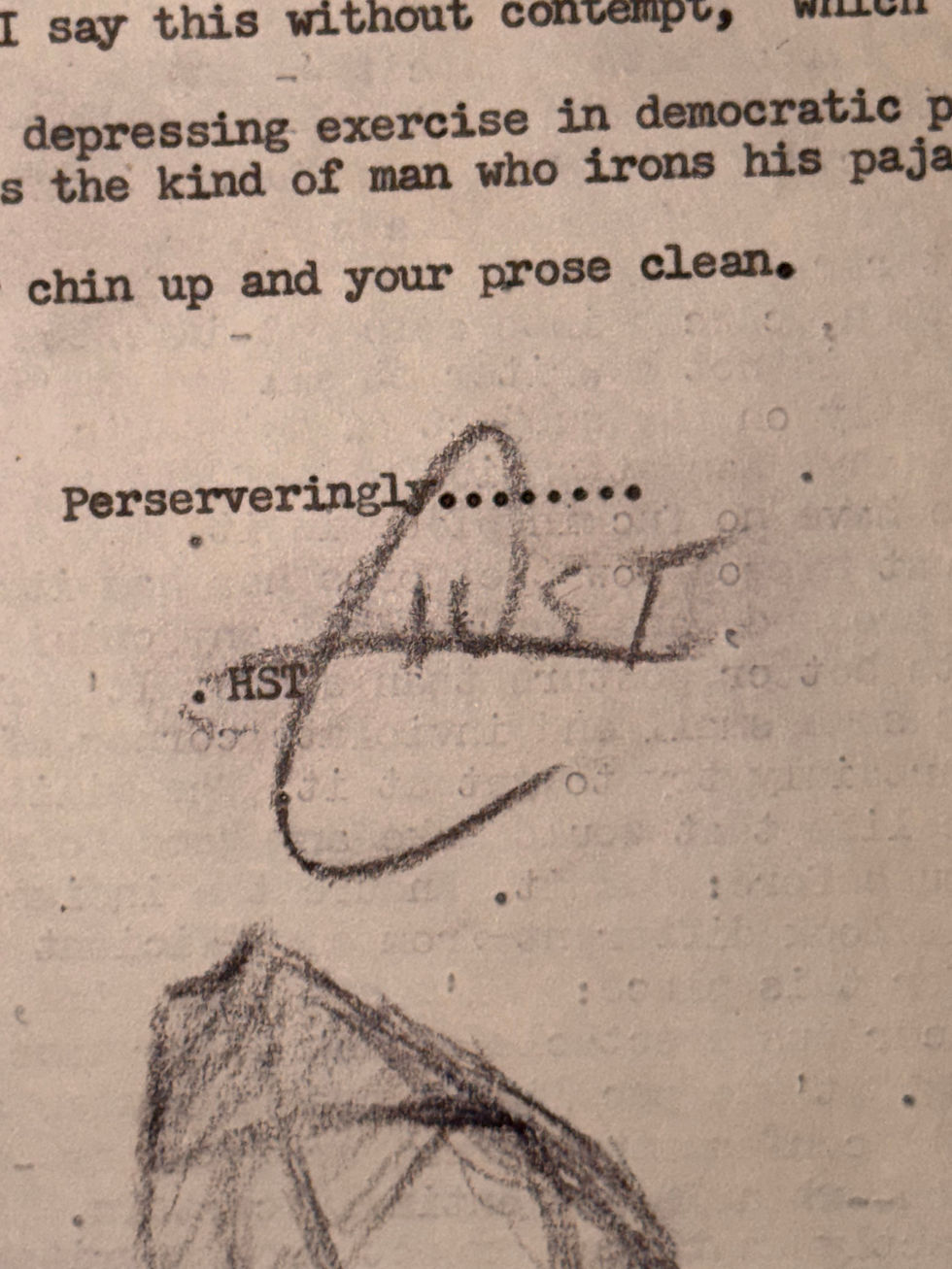 Thumbnail: Hunter S. Thompson Signed Time Letterhead Letter & Charcoal Sketch, 1958