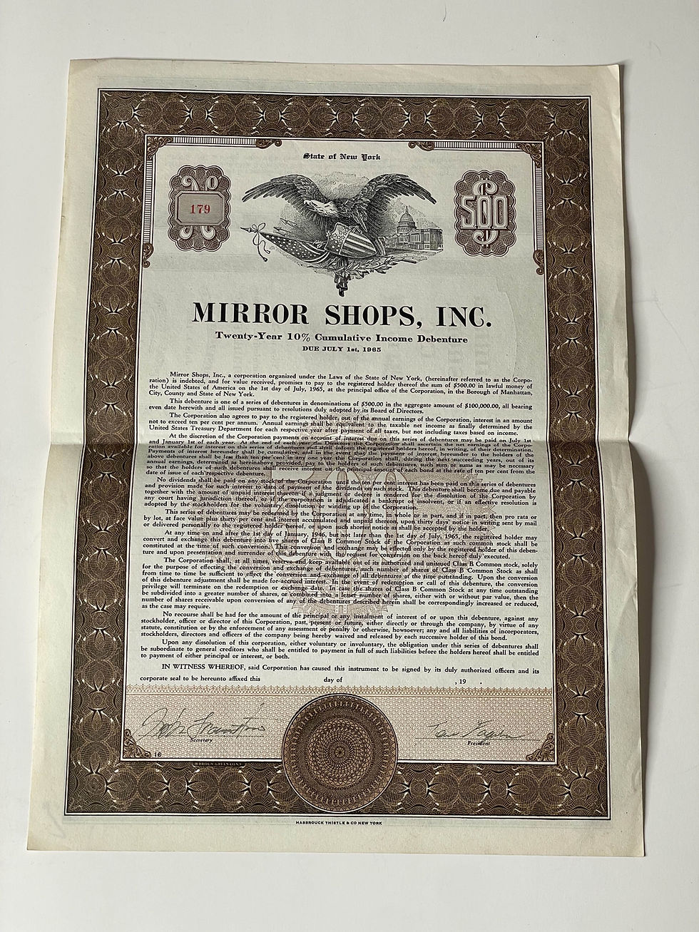 Thumbnail: Carlo Gambino Signed 1966 Income Debenture Mafia Boss Autograph Crime NYC