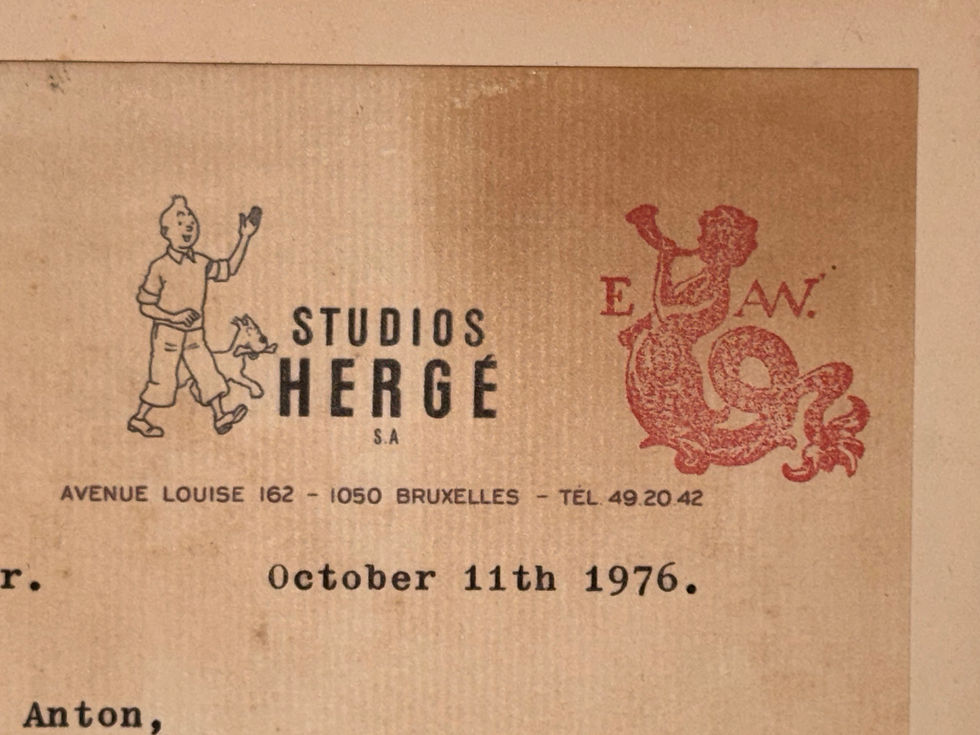 Thumbnail: Hergé Original Drawing w/ 1976 Letter & COA L’Île Noire Signed Tintin Ranko Auto