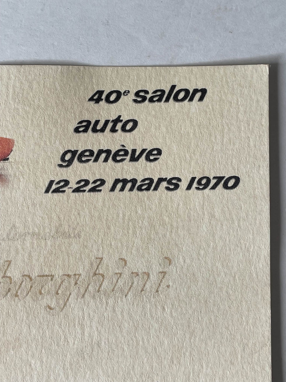 Thumbnail: Ferruccio Lamborghini 1970 Signed Geneva Motor Show Promotional Flyer Mura P400