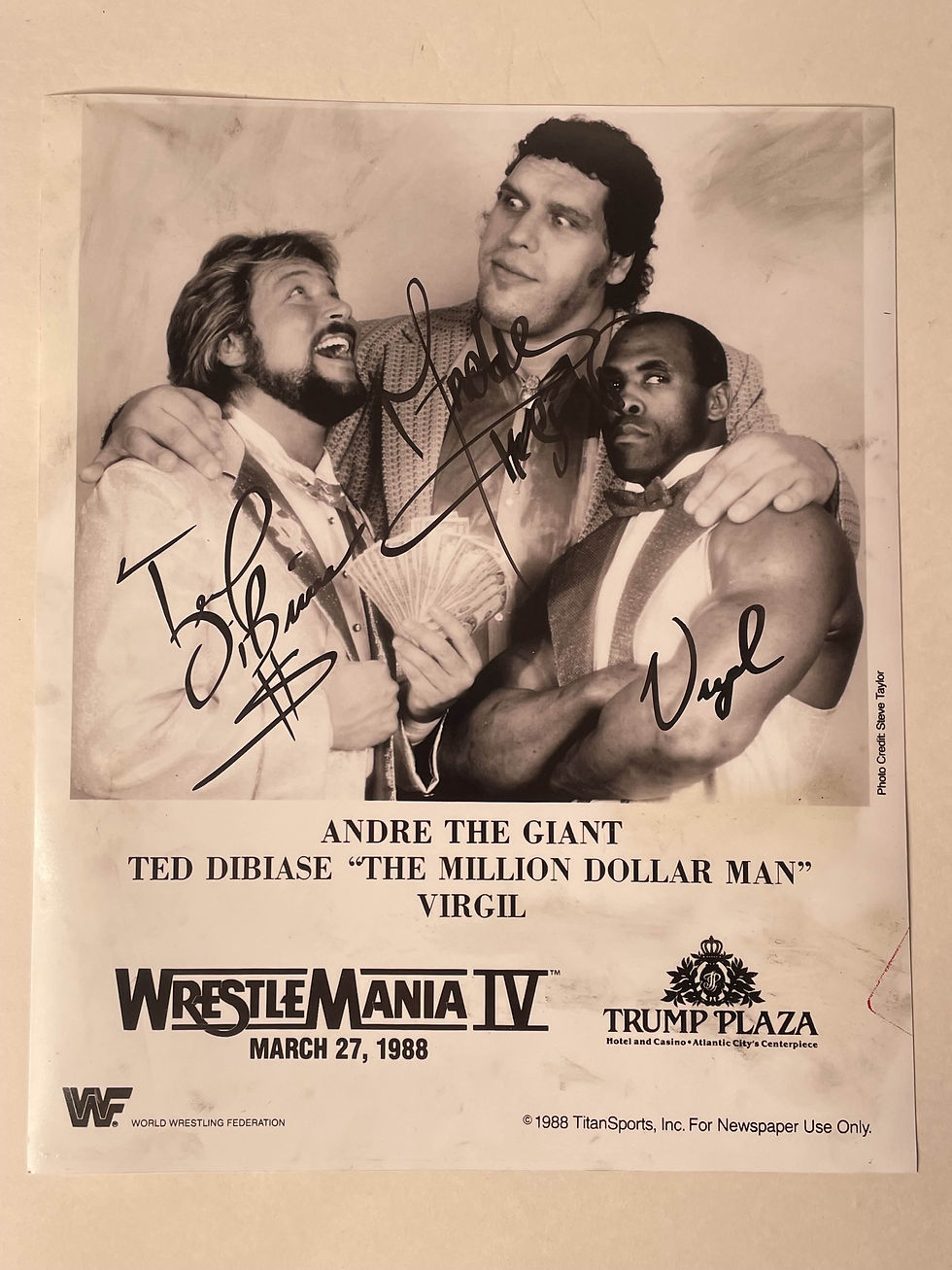 WrestleMania IV Andre The Giant, Ted Dibiase, Virgil Signed Promo Poster