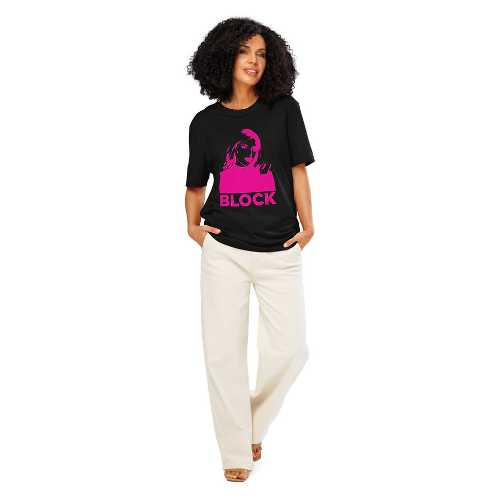 Thumbnail: "BLOCK" unisex organic ribbed neck t-shirt (black and white)