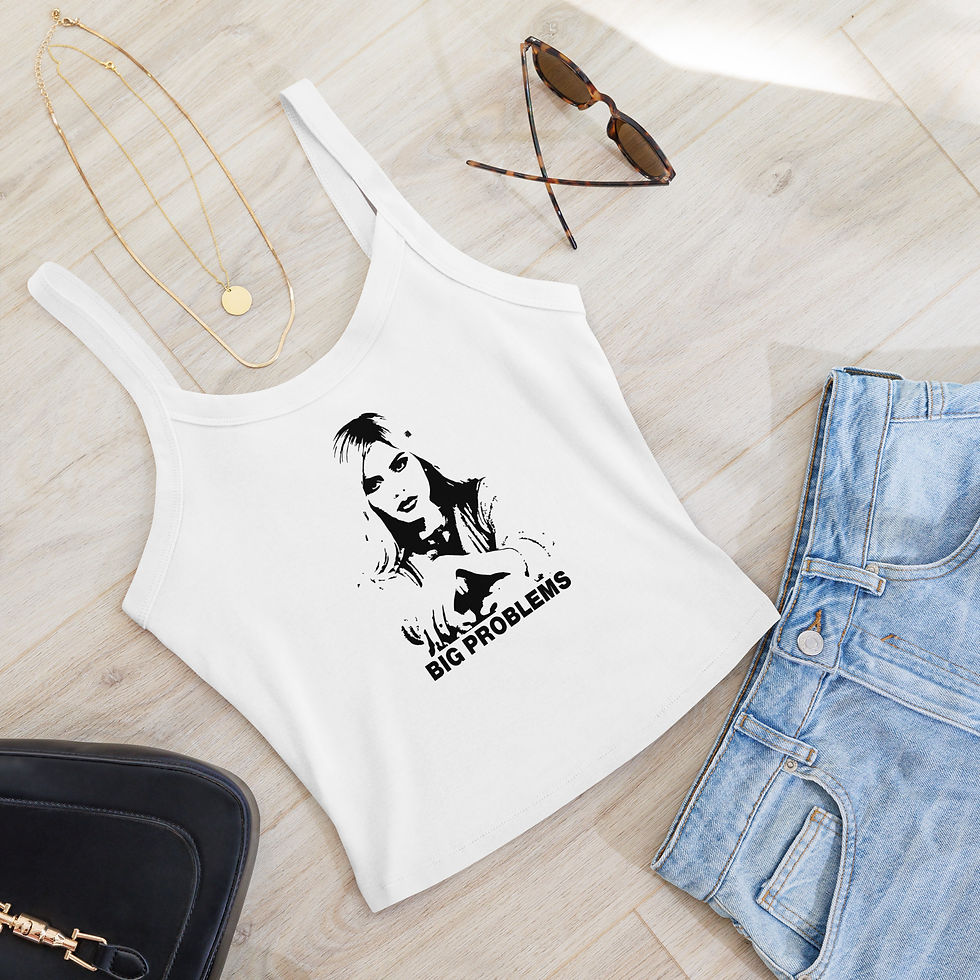 Thumbnail: "BIG PROBLEMS" women’s micro-rib tank top (white)