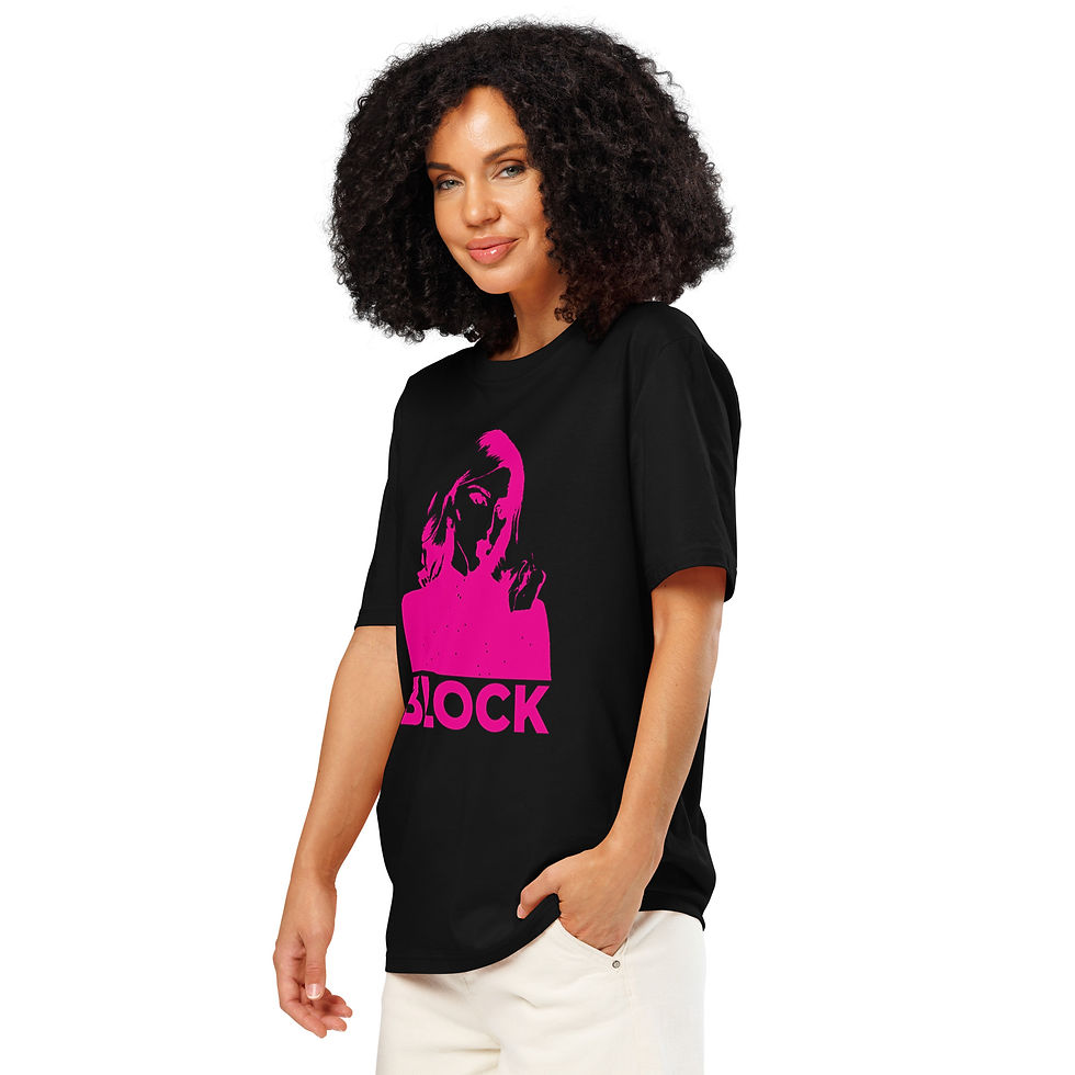 Thumbnail: "BLOCK" unisex organic ribbed neck t-shirt (black and white)