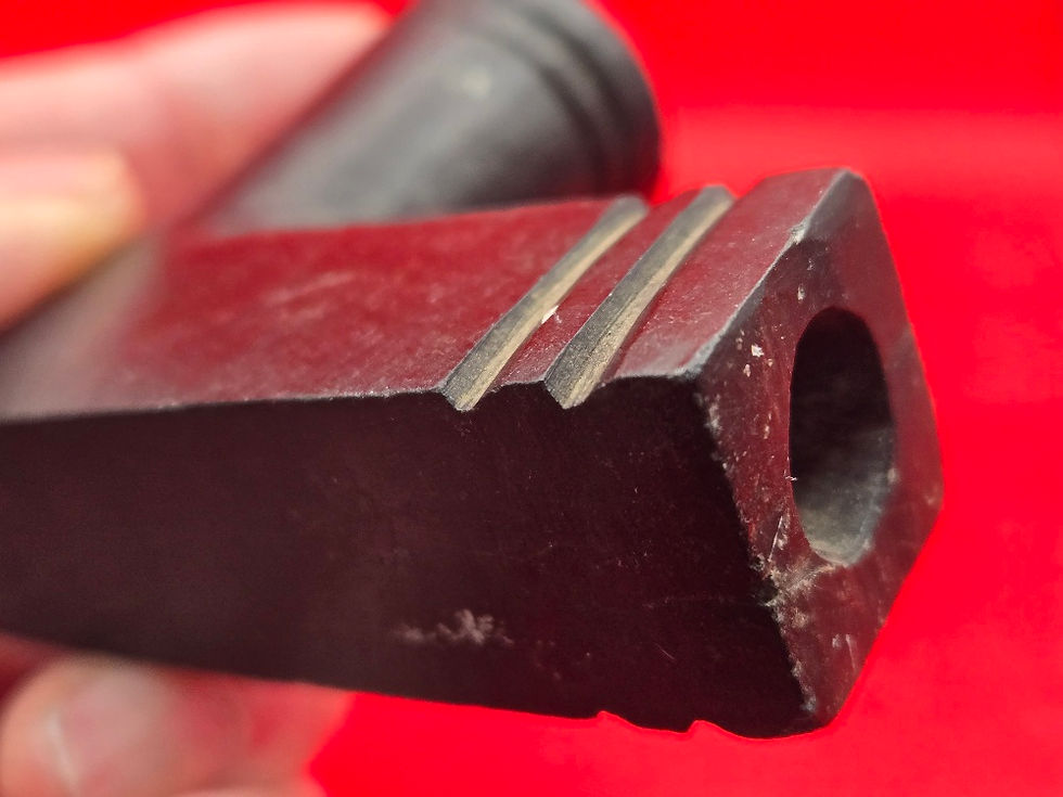 Thumbnail: #1716 - Black Steatite Carved 'T' Pipe