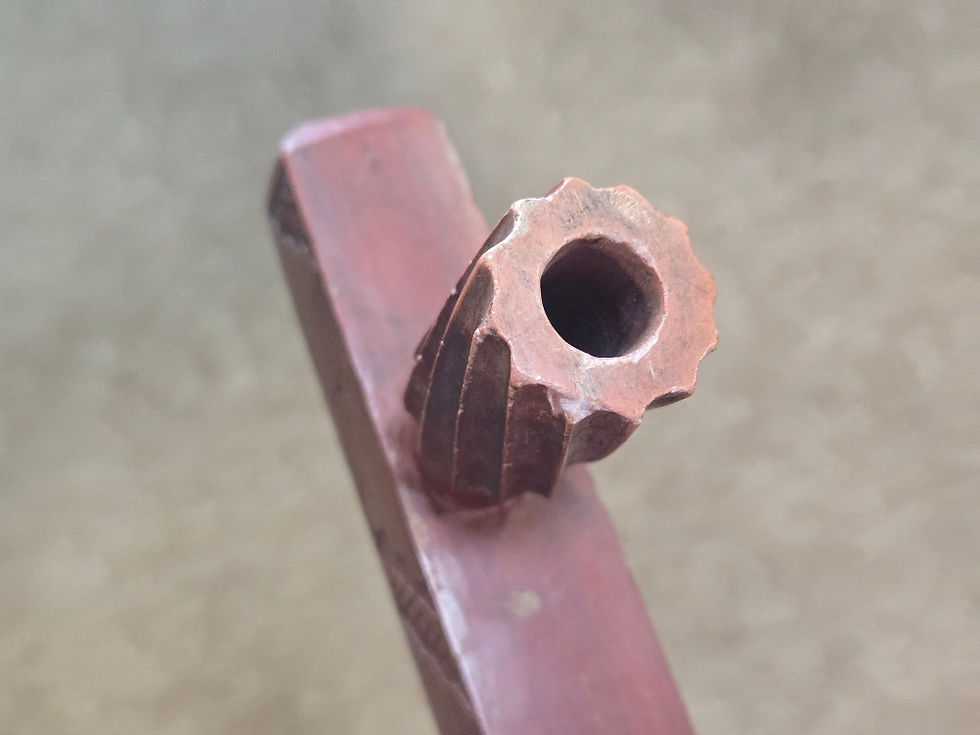 Thumbnail: #1702 - Red Catlinite Carved Pipe and Stem