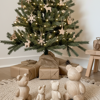 produktová vizualizace dřevěných dekorací vytvořená z fotky z mobilu pro e-shop a reklamu