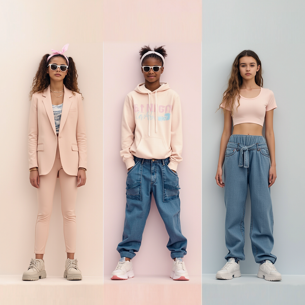 treet vibes Brno – holky v crop topu a oversized bundě, přirozené pózy na ulici