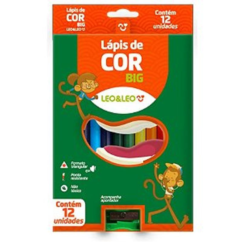 Lápis de cor Jumbo 12 cores Leo e Leo