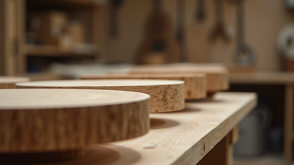 Close-up view of handcrafted wooden furniture in a workshop