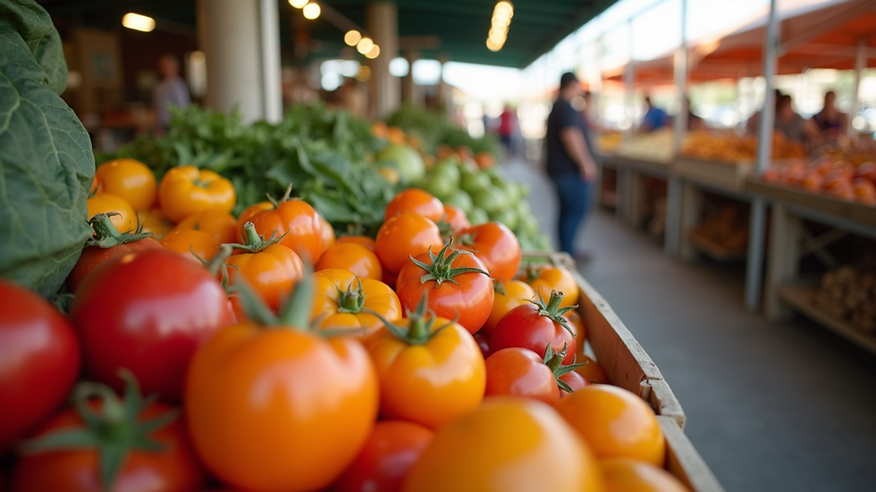 Eye-level view of fresh produce at Menifee Farmers Market