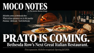 Cinematic close-up of a wood-fired Italian dinner setting at golden hour — warm candlelight illuminating handmade pasta, crusty bread, and a glass of red wine on a dark wood table, representing the arrival of acclaimed Italian dining on Bethesda Row.