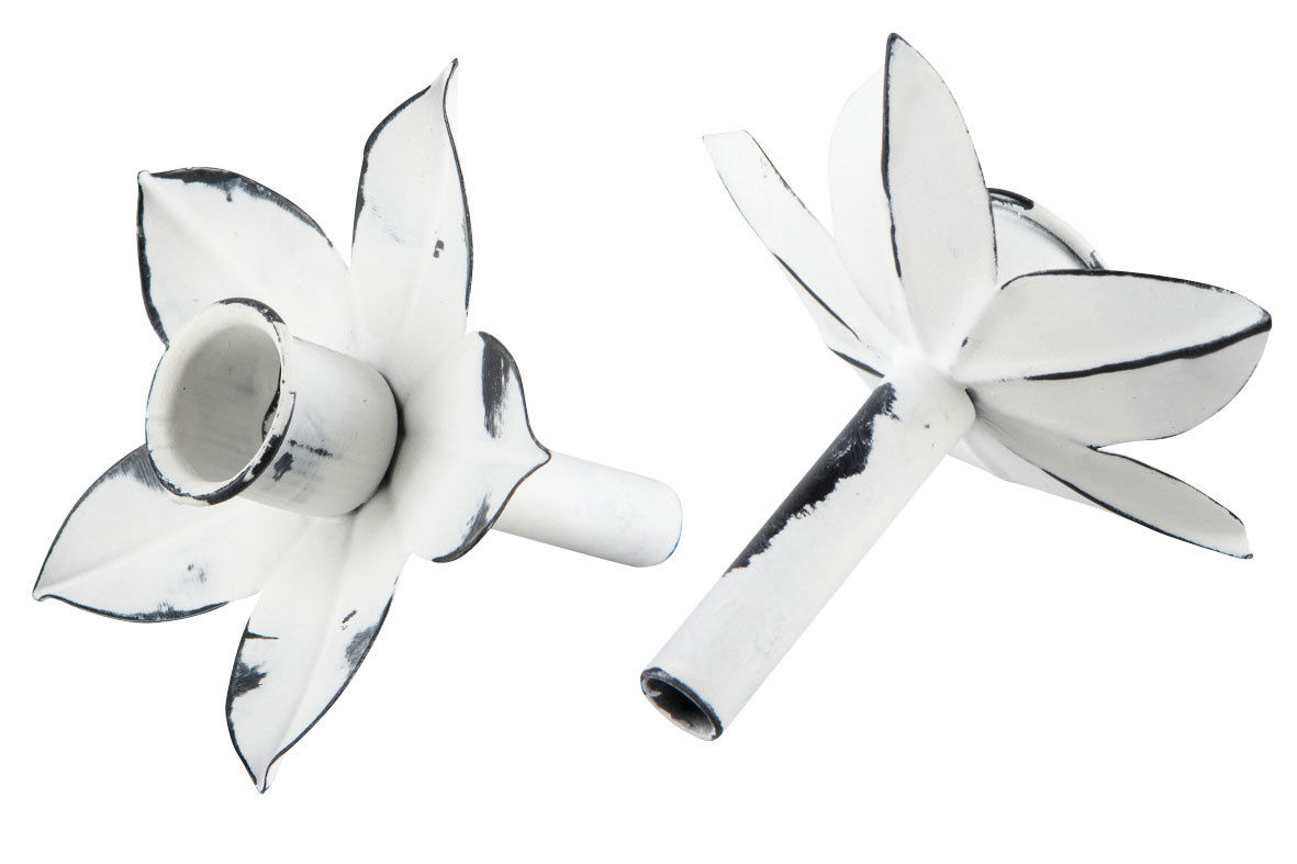 Vit blomma kronljushållare för flaskor