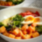 Breakfast Bowl with Roasted Sweet Potatoes, Salmon, and Egg