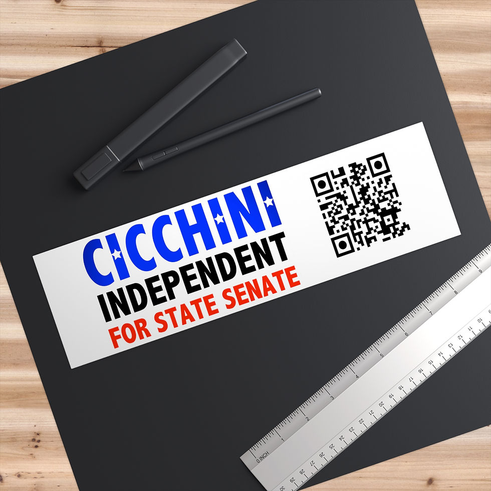 Thumbnail: CICCHINI INDEPENDENT FOR STATE SENATE - Bumper Sticker (QR Code Included)
