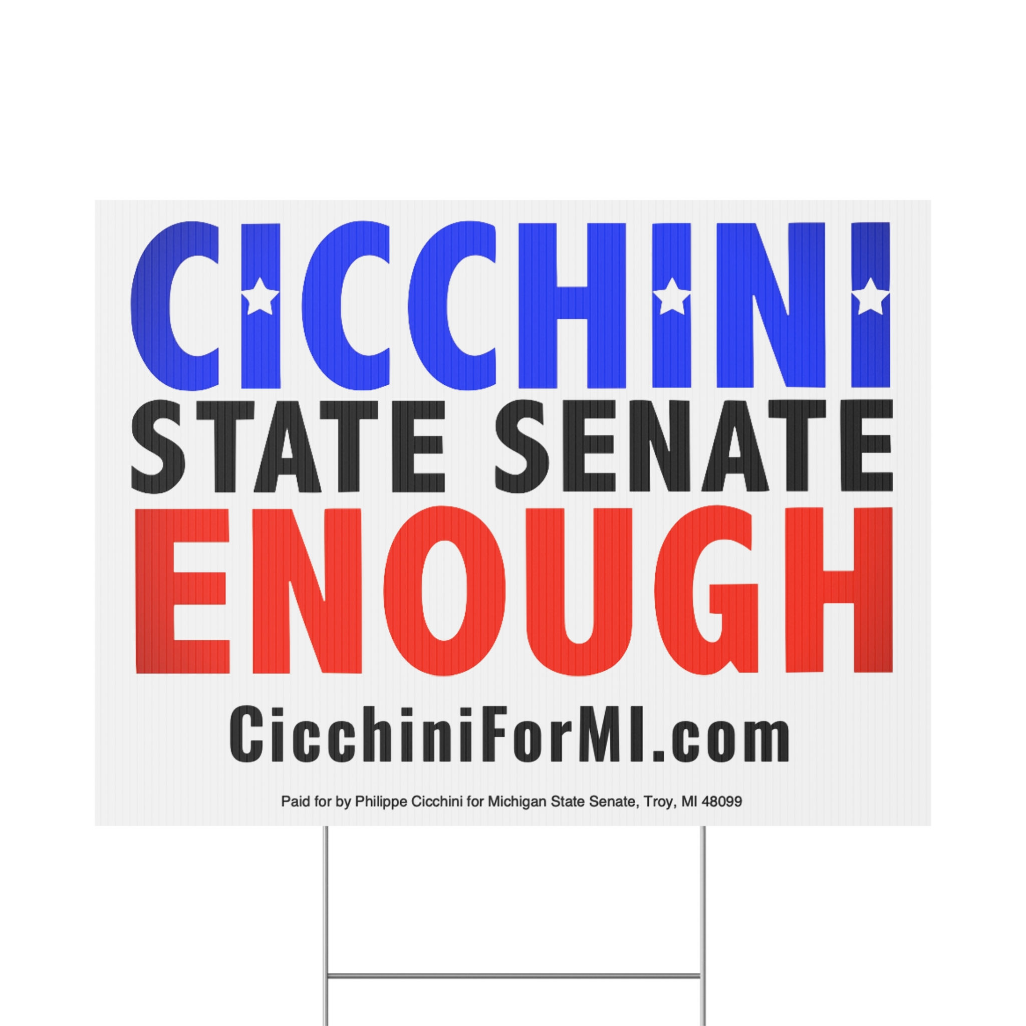 CICCHINI State Senate ENOUGH Political Campaign Yard Sign 