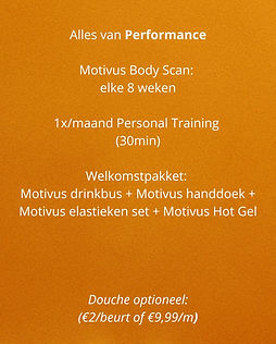 247 toegang tot Egym + cardio toestellen Persoonlijk oefenschema Egym (éénmalig) Toegang t