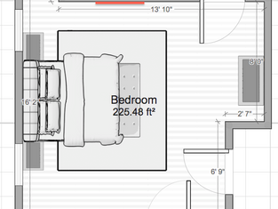 Interior design blueprint of Orange County bedroom