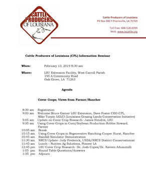 Cattle Producers of Louisiana Info Seminar