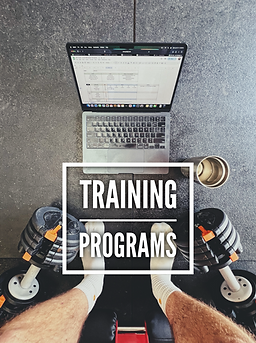 Fitness Training programs, with feet, dumbbells and laptop