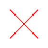 barbells crossed in a logo type, red in color