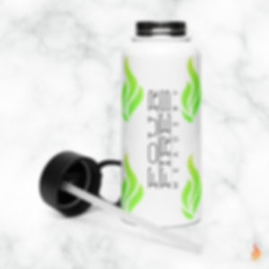 Four Fires stainless steel water bottle with a straw lid