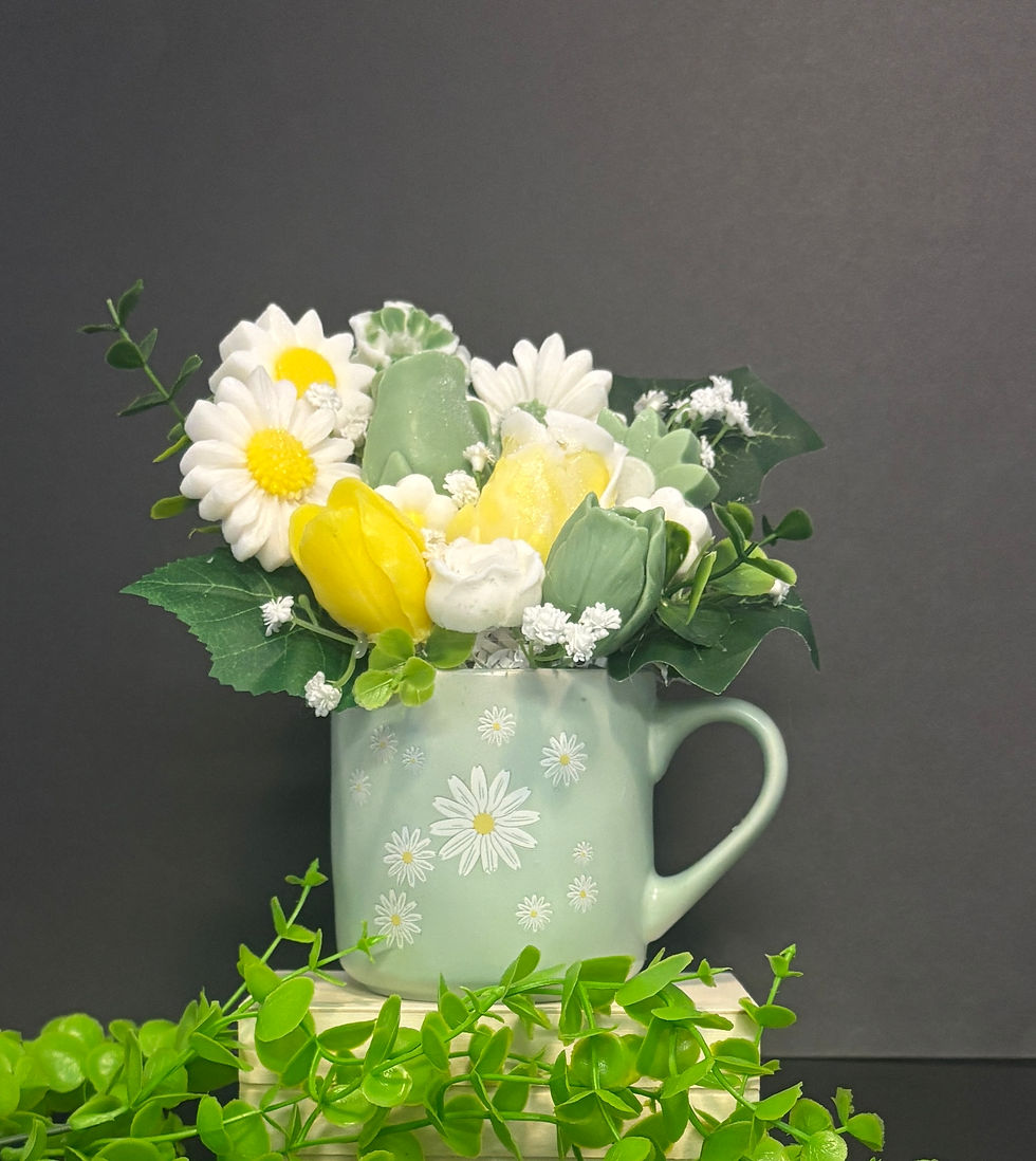 Green Daisy Cup Soap Flower Bouquet