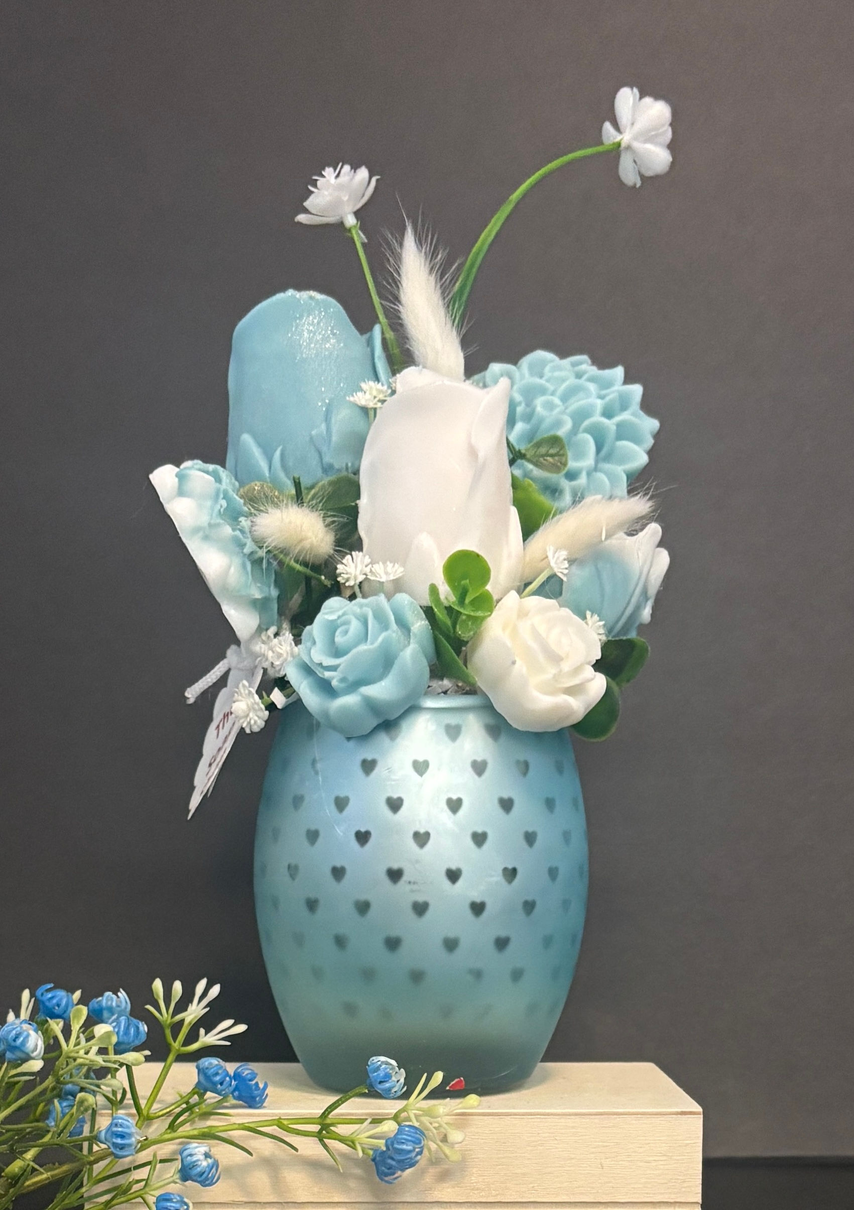 Blue Feather Soap Flowers