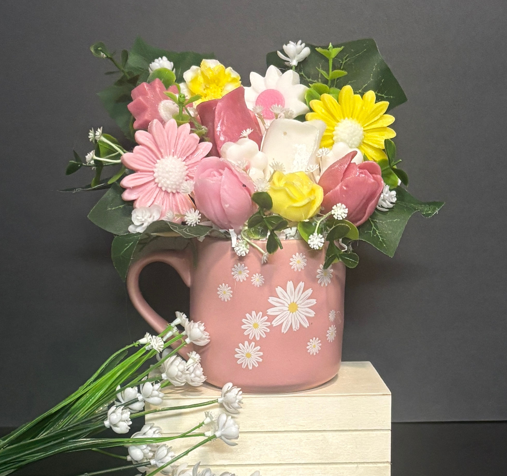 Pink Daisy Cup Soap Flower Bouquet