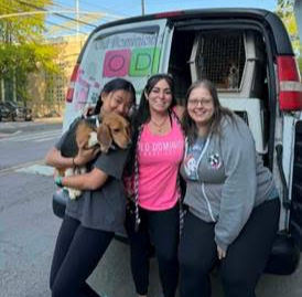 From Left: Old Dominion Humane Society (ODHS) volunteer Anna Swann, ODHS Founder Chrissy Hamilton and NYC Second Chance Rescue team member Agnes Reichert partner to rescue beagles from Ridglan Farms, Inc. in Wisconsin on May 3. Hamilton and Swann traveled to NYC Second Chance Rescue, in Long Island City, where they received 14 beagles to bring back to ODHS. The NYC Second Chance Rescue team drove two cars and flew a plane to Wisconsin over the weekend to rescue hundreds of beagles and bring them to its facility, where Hamilton and Swann were waiting for the dogs.