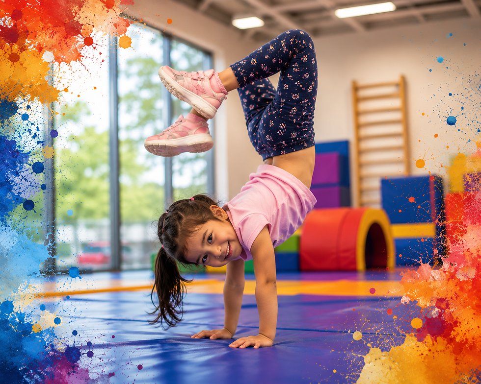 Young girl doing a handstand for program descriptions by age